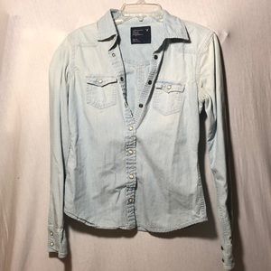 American Eagle Denim Snap Button-Up